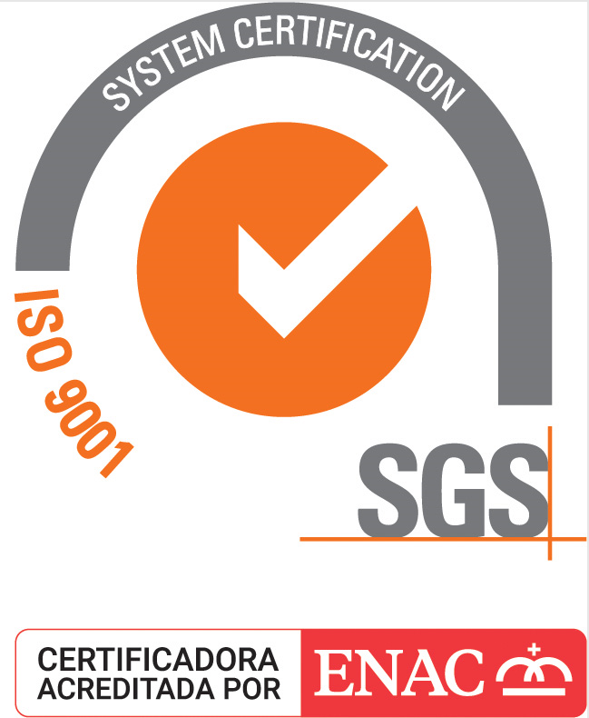 Sello de certificación ISO 9001 de SGS acreditado por ENAC